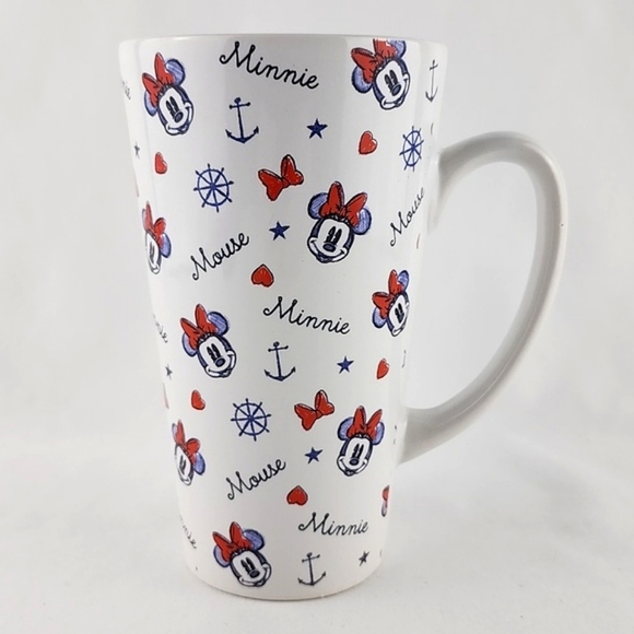 Disney Minnie Mouse Anchors Away Nautical Tall Travel Ceramic Mug Tea Coffee - Picture 1 of 15